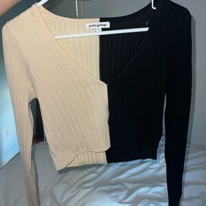 Split black/tan cardigan women’s size S